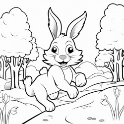 a rabbit running in the forest