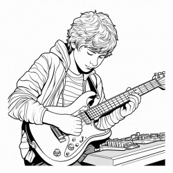 grandson playing guitar