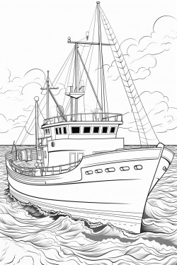 fishing trawler at sea