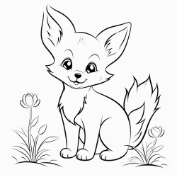 netural painting of cute fox coloring page for kids