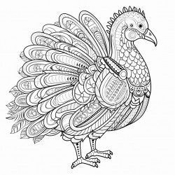 turkey with ornate and mandalas pattern thick black outine