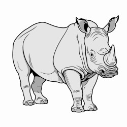 a full body coloring page of a rhino