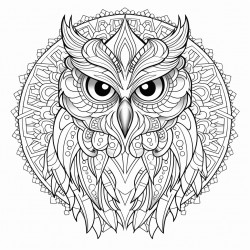 mandala owl with ornate pattern inside and outside nature theme