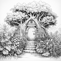 secret garden ornate art nouveau gate high hedges