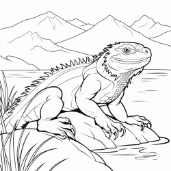 bearded dragon near water