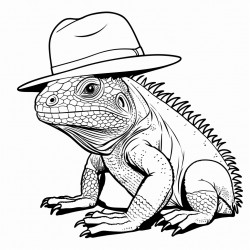 iguana with hat