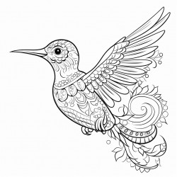 hummingbird with ornate patterns on its wings