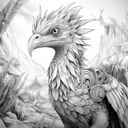 feathered beast in nature on another planet