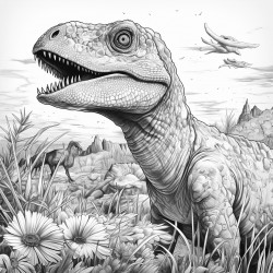 dinosaurs with surroundings