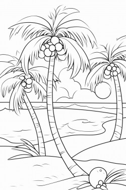 palm trees and coconuts on the beach