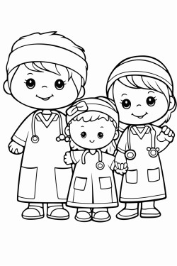 2 babies 1 boy and 1 girl dressed as doctors in a hospital setting