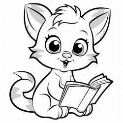 a cat reading a book