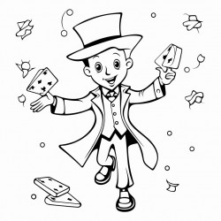 magician at picknic with cards