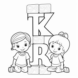 3 blocks stacked up one says a one says k and one says e the word babysitting at the bottom of the coloring page