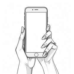 smart phone in girls hand nails blank screen