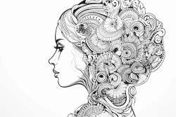 head of a woman with her back turned