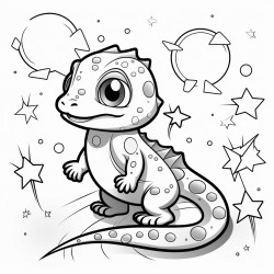 a gecko with a galaxypatterned skin clinging to a meteor