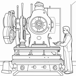 machinist standing at comparators looking at a tool