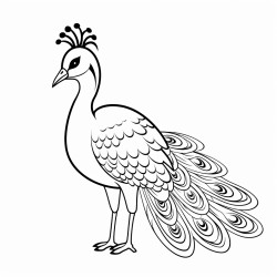 simple image of peacock for very small kids coloring book