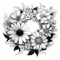 floral wreath with white space in the middle