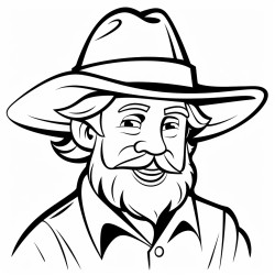 old man fishing in a wide brim fishing hat and no facial hair