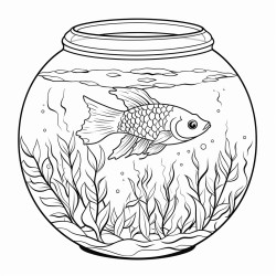 fish in tank for adults colouring in book