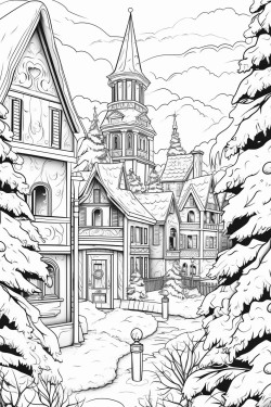 christmas themed town lansdscape