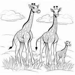 family cubs of giraffe