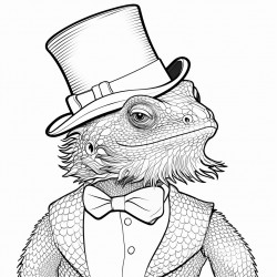 a bearded dragon wearing a tophat