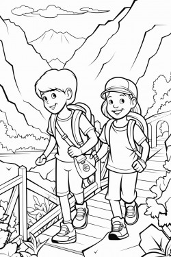 kids hiking on nature trail