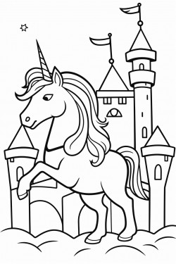 unicorn with castle