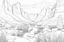 valley with grass flowers rocks mountains caves