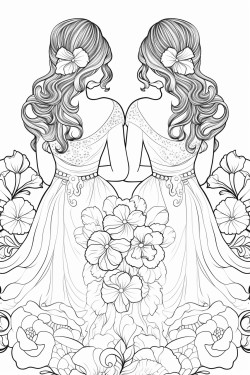 the backs of two brides in a field of flowers