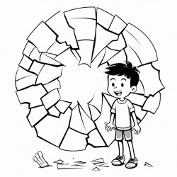 a person standing in front of a large shattered mirror
