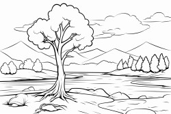 un paysage dautomne avec un arbre dautomne sur la gauche et un norme gland qui pend  sa branche