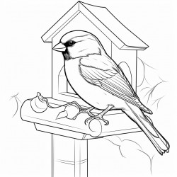 sparrow during winter time one bird feeder