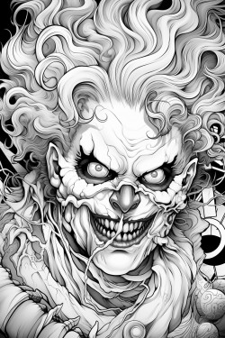 disform horror clown with spiral eye
