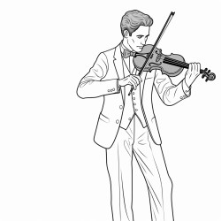 a man in a suit playing a violin