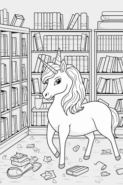 a unicorn in a library