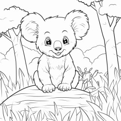 a koala in a wild forest background