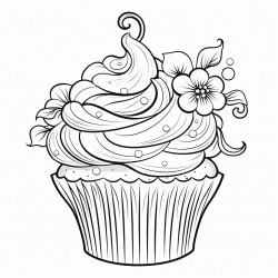 beautiful blooming cupcake with frosting techniques or candy decorations