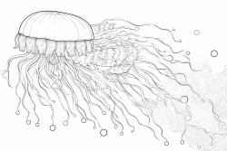 jellyfish floating with bubbles