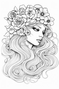 frau mit blumenkopf