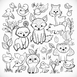 imagine a magical forest where animals can talk color the trees flowers and animals in bright happy colors