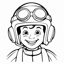 un garon sur son vlo avec un casque le tout est en noir et blanc avec des contours simples et clairs