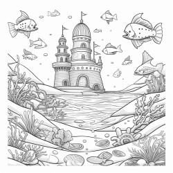 underwater adventure illustrate a variety of sea creatures coral reefs and underwater landscapes with hidden treasures like sunken ships and mermaids