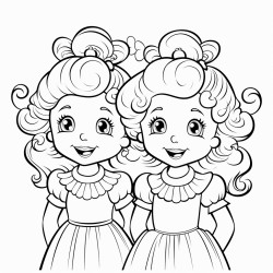 deux jeunes soeurs avec cheveux boucls plutt court qui ont le mme age et qui souris