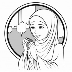 beautiful muslim girl looking into a mirror