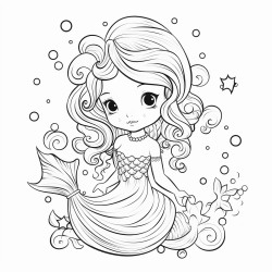 dessin de livre de coloriage noir et blanc pour les enfants style sirne