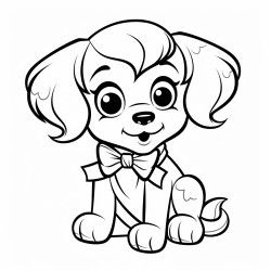 cute puppy with a ribbon